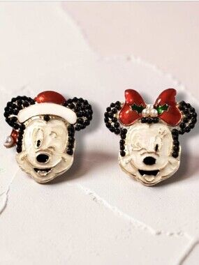 New! Holiday Mickey & Minnie Mismatched Stud Earrings • NWOT